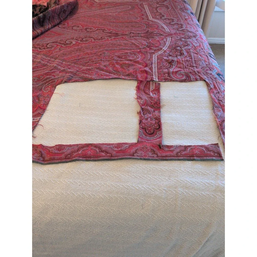 Victorian Paisley Woven Antique Scarf Kashmir Piano Table Craft 126x64 AS IS